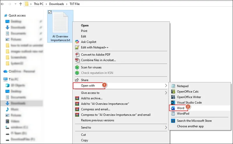 Open with Word app