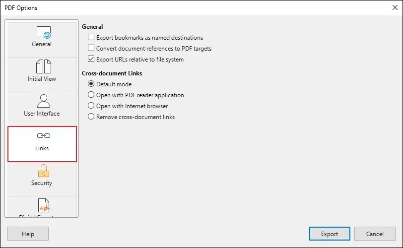 Go to Links for applying related settings