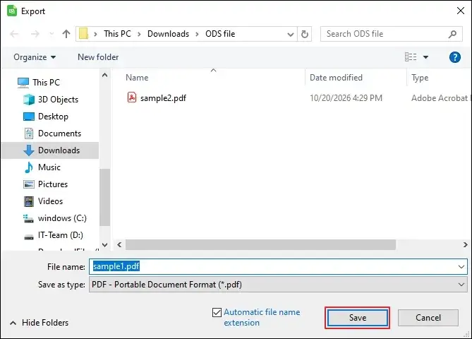 Click the Save option