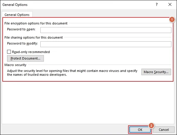 clicking OK
