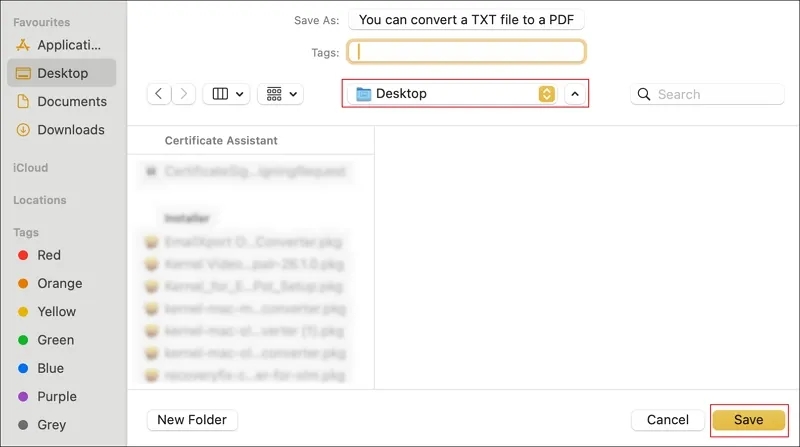 Choose the destination to Save the file