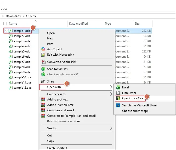 Open with OpenOffice Calc