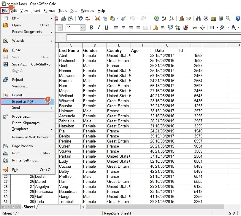 Select Export as PDF