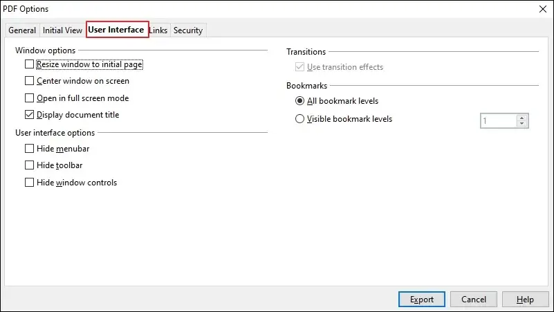Choose the User Interface settings