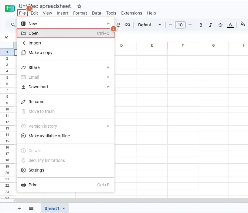 Go to File menu and click Open