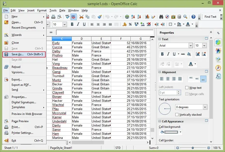 click on the File button