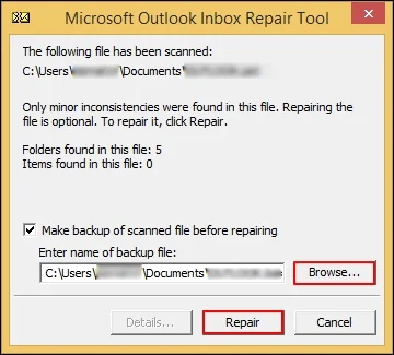Select the Repair option