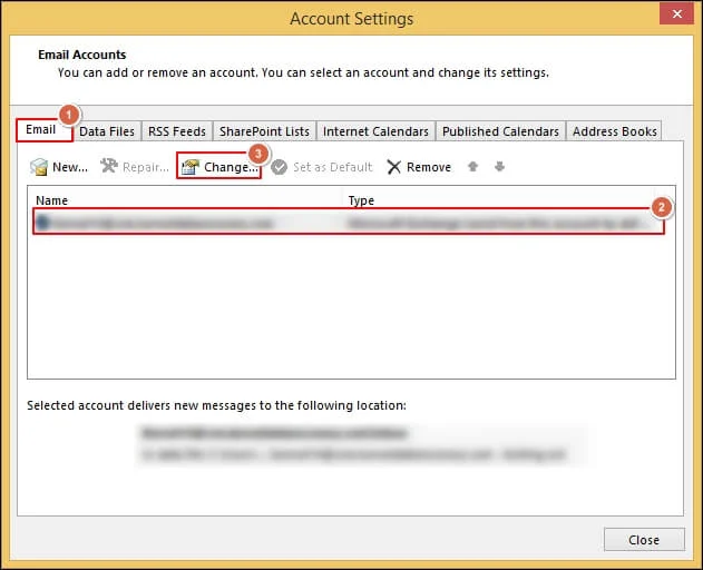 click on the Change option