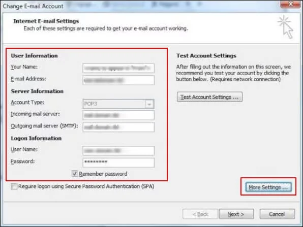 More Settings option