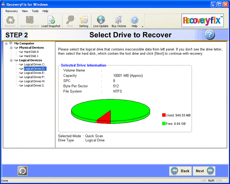 Select drive for recovery