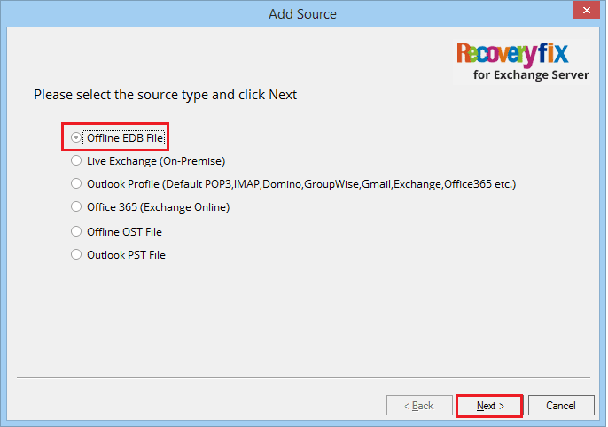 Select the source EDB file