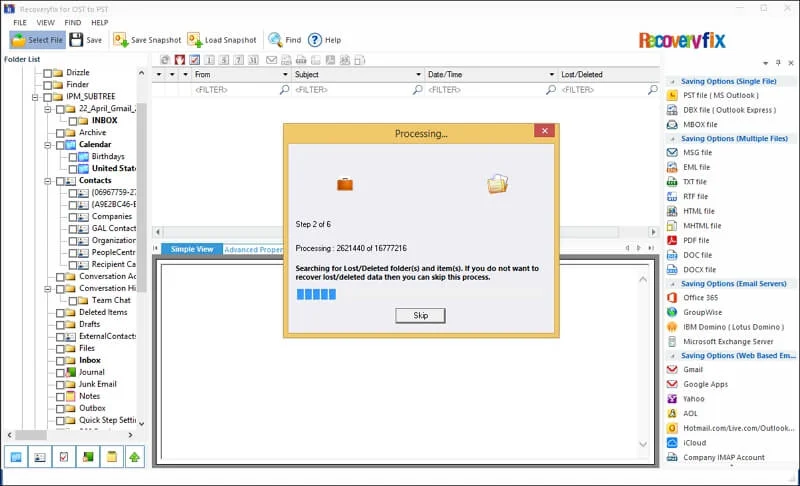 start loading the OST file content