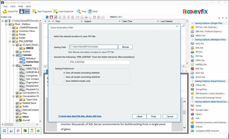 Add destination path and click finish
