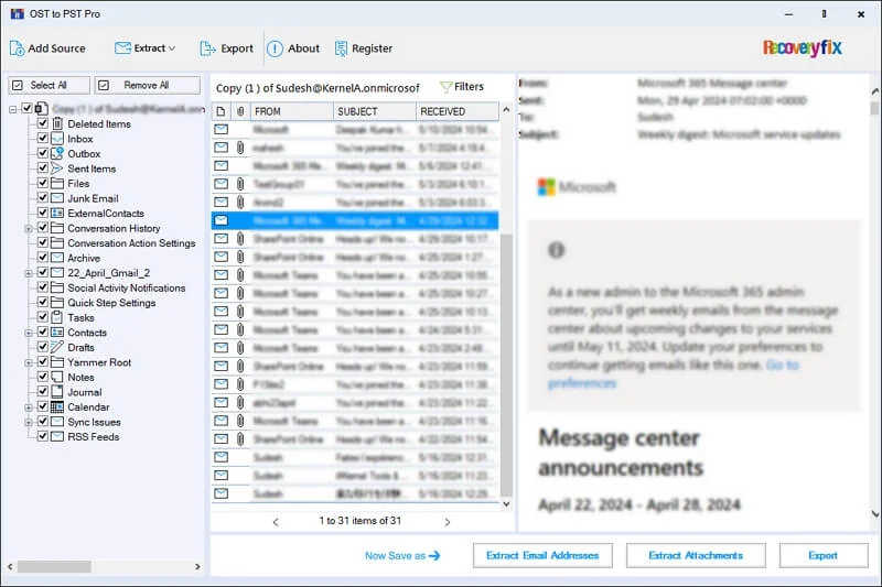 Preview mailbox items