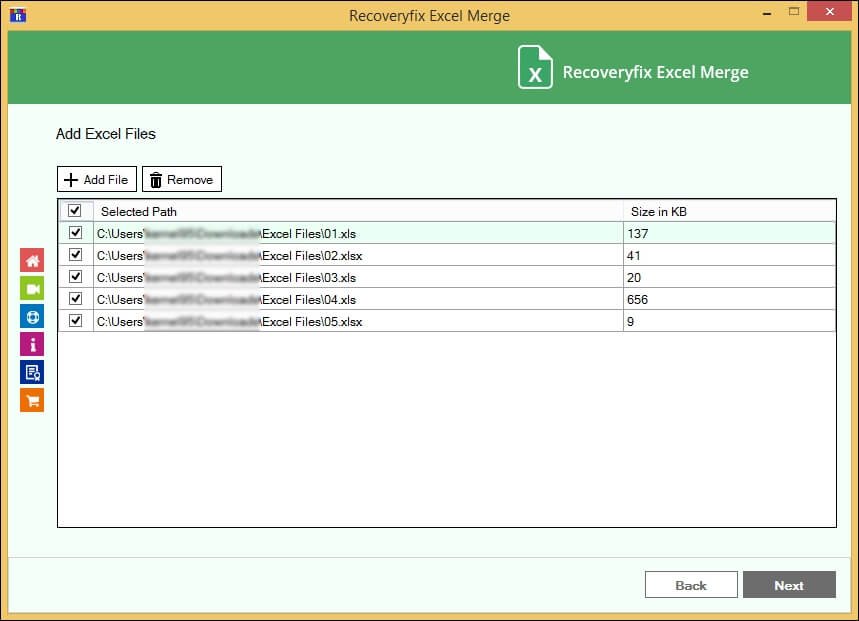 select the required excel file