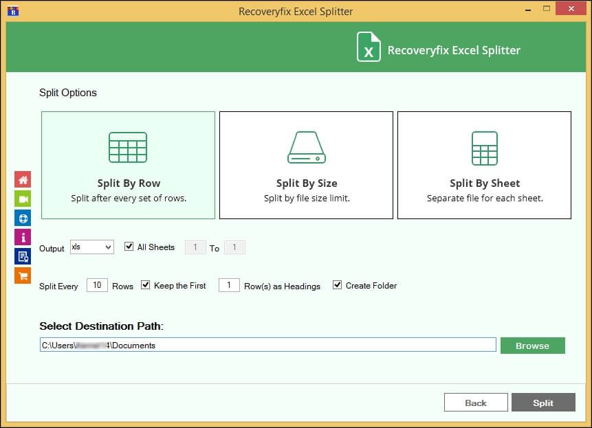select Split by row
