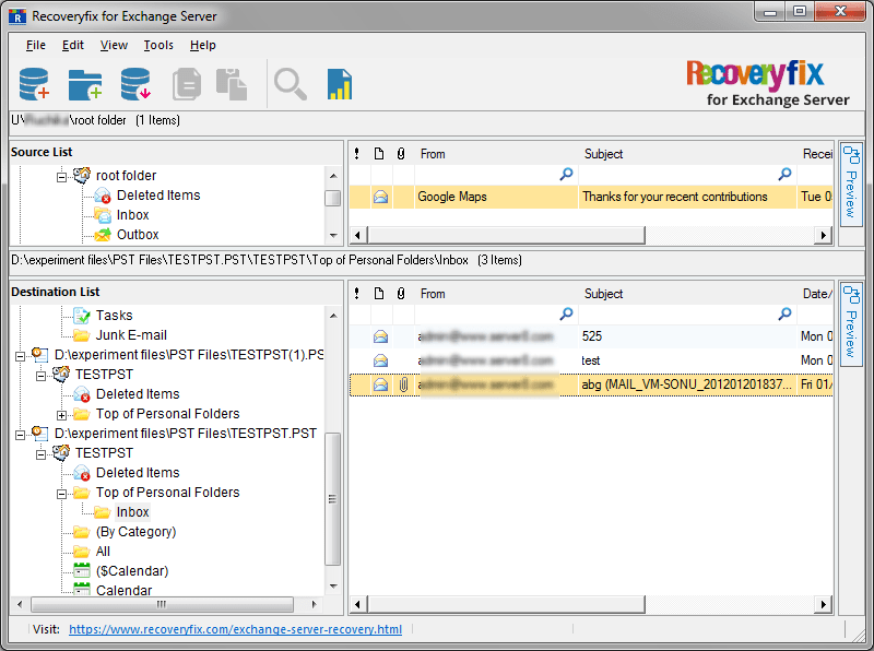 Select PST file(s) as a destination