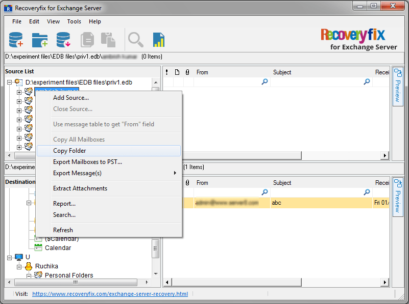 Copy a mailbox or folder