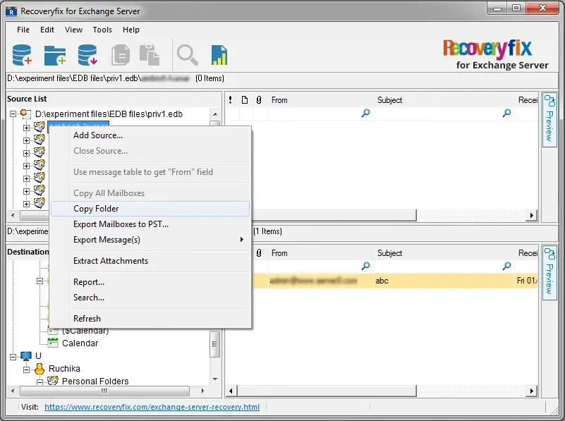 Copy a mailbox or folder