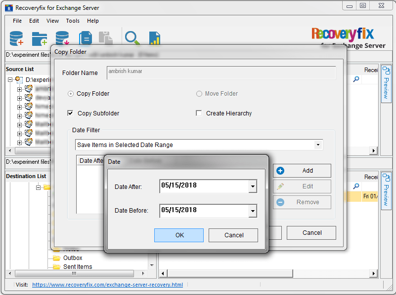 Save/exclude items of a date range