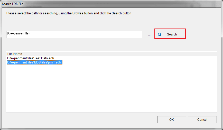 Search for EDB file