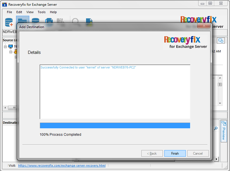 Process completion message