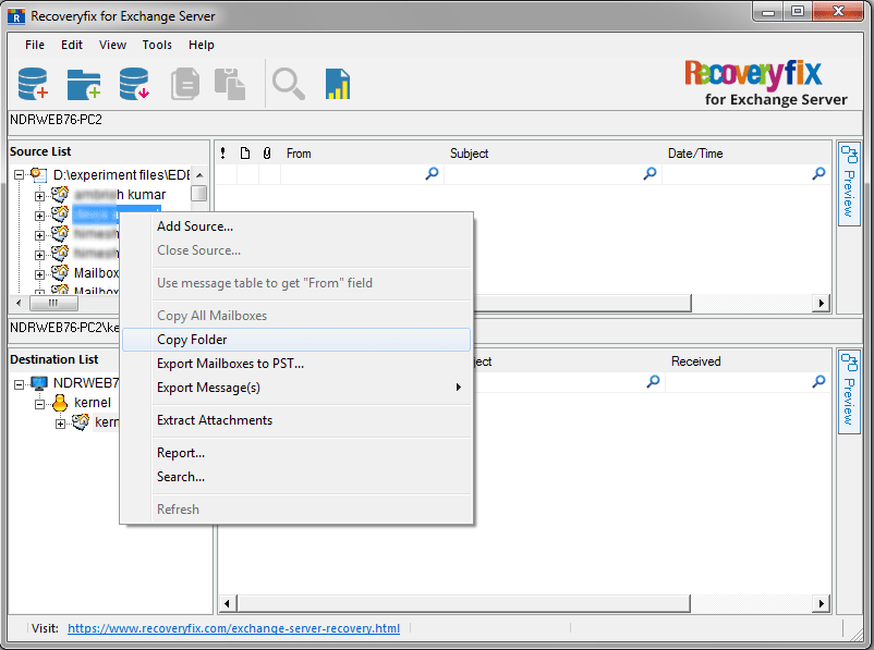 Option to copy a single mailbox directly
