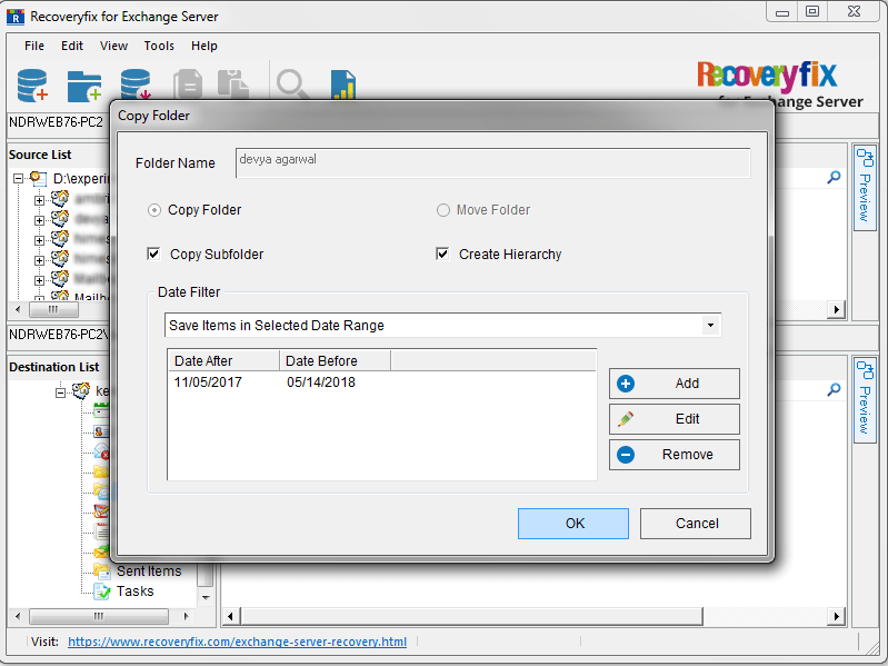 Provide a date range for selective migration