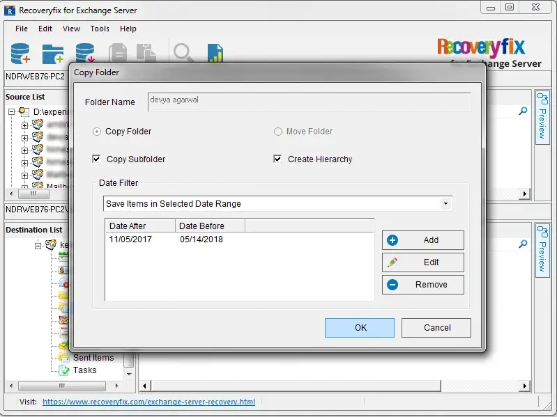 Provide a date range for selective migration
