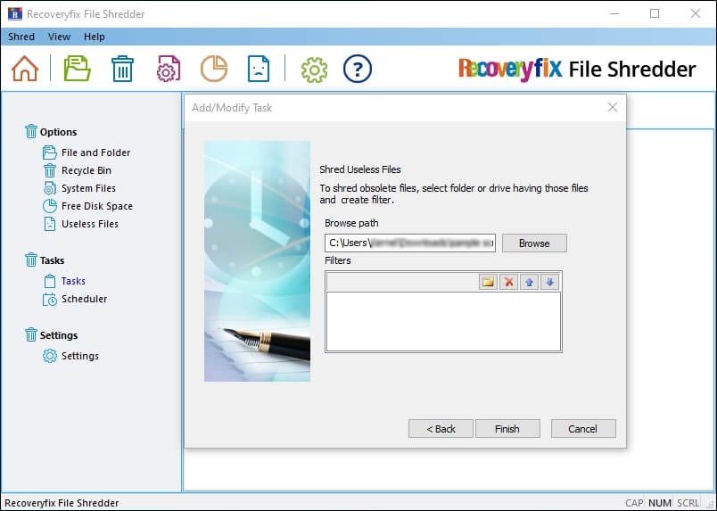Browse to select the Useless Files