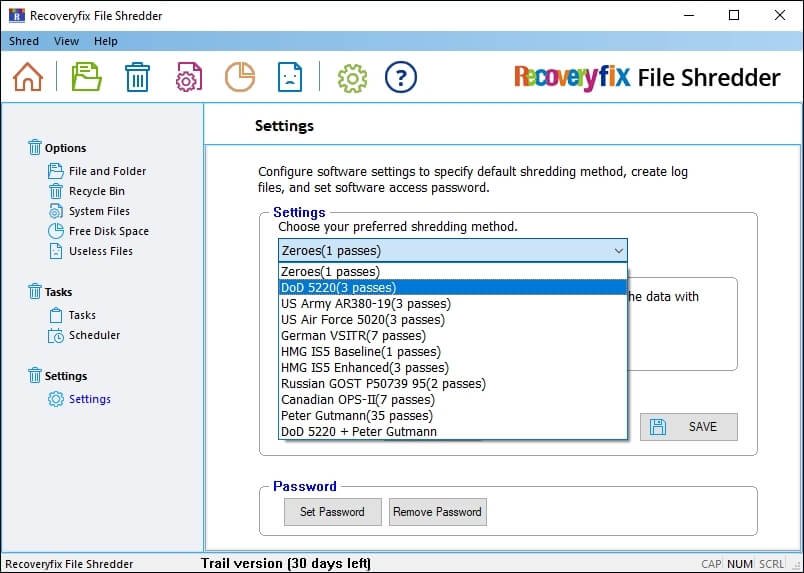 Choose the preferred shredding method