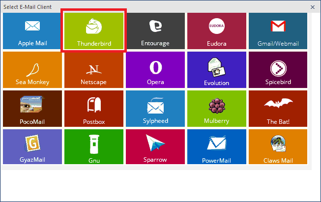 Select email client