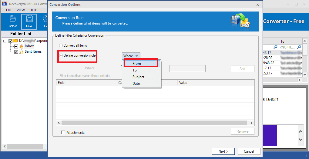 Select conversion option