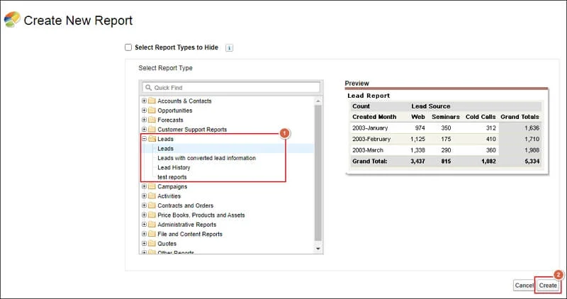 Select and Create Leads