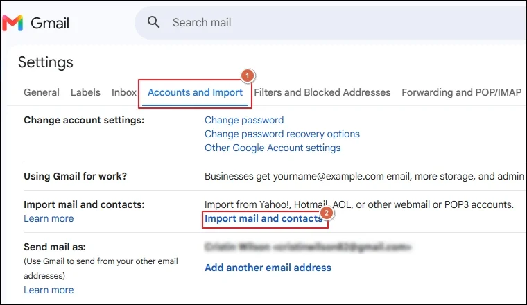 Import mail and contacts