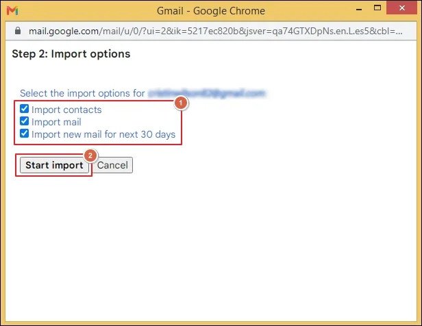 Choose Import options