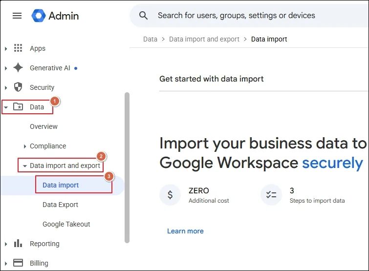 Data import and export