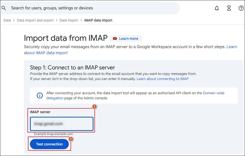 Enter your IMAP server