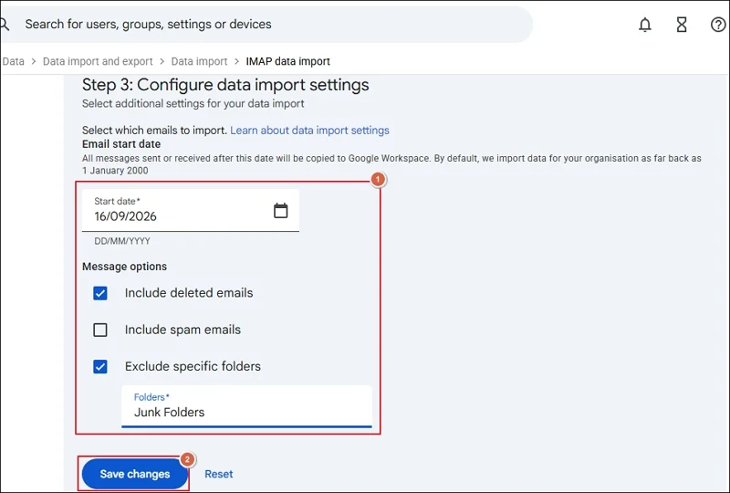 Configure data import settings