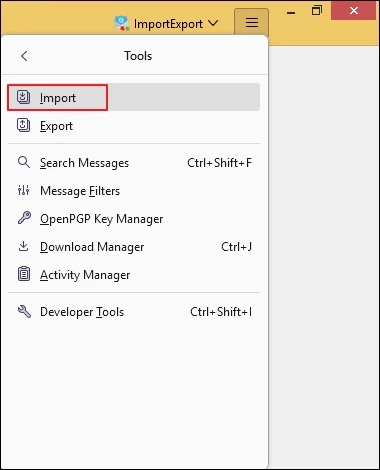 Click on Import