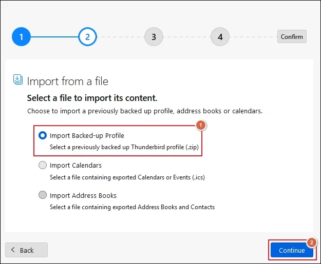 Import Backed-up Profile