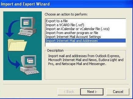 Select Import Internet Mail and Addresses