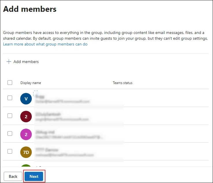 Click next after add members