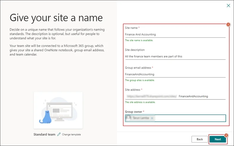 Provide details for site