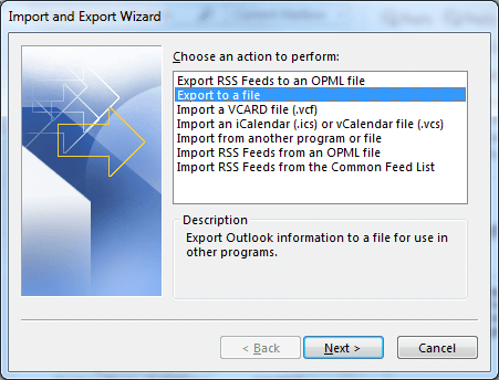 Select Export to a file