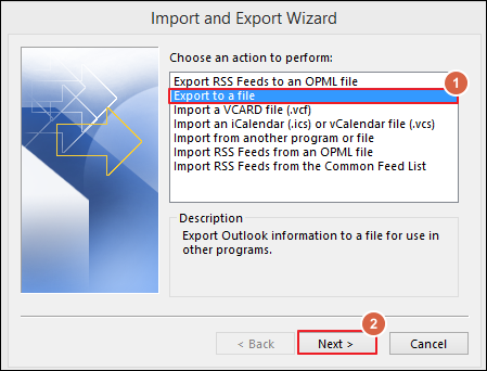 Select Export to a file