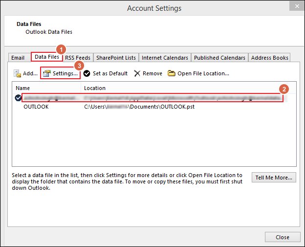 select Exchange account and tap on Settings