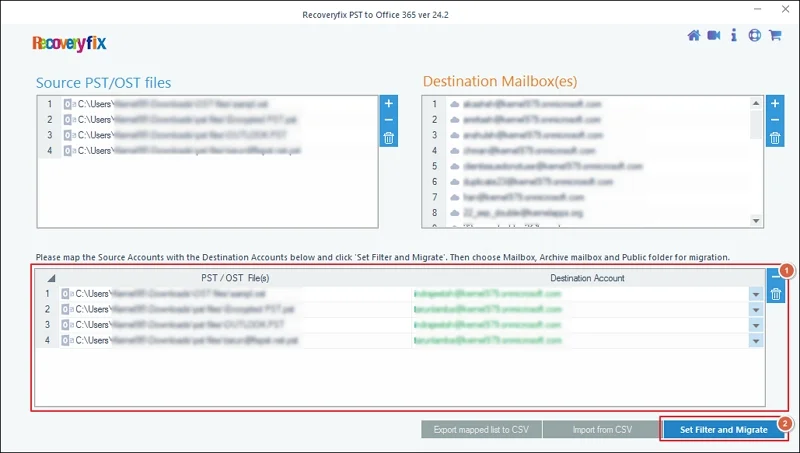 Set Filter and Migrate
