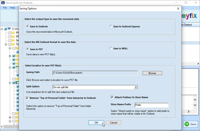 choose pst format