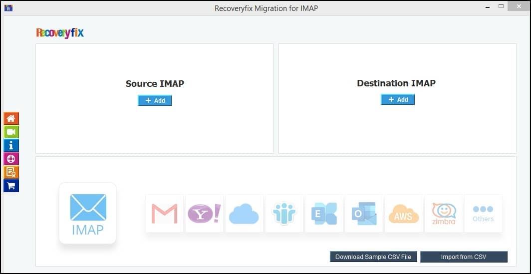 IMAP migration software dashboard